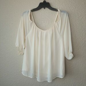 Meraki Women's off-shoulder top cream white Size L light
